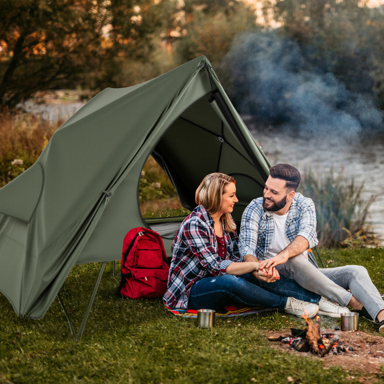 Foldable 2-Person Camping Cot Tent with Pop-up Tent Shelter and Portable Wheeled Bag