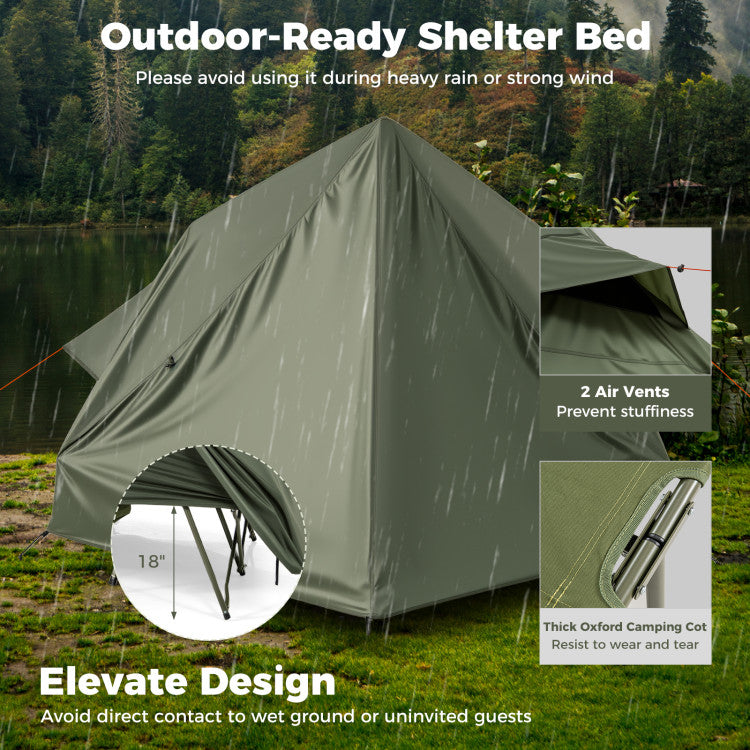 Foldable 2-Person Camping Cot Tent with Pop-up Tent Shelter and Portable Wheeled Bag