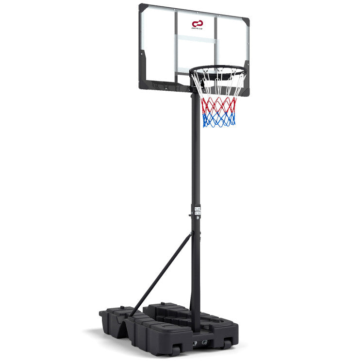 Foldable Basketball Hoop 7.54-10 ft Stepless Adjustable with PC Backboard