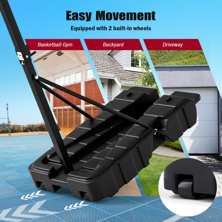 Foldable Basketball Hoop 7.54-10 ft Stepless Adjustable with PC Backboard