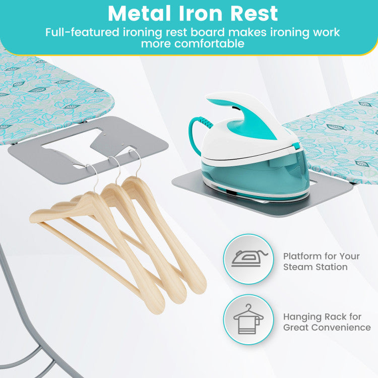 Foldable Ironing Board with Iron Rest and Adjustable Height