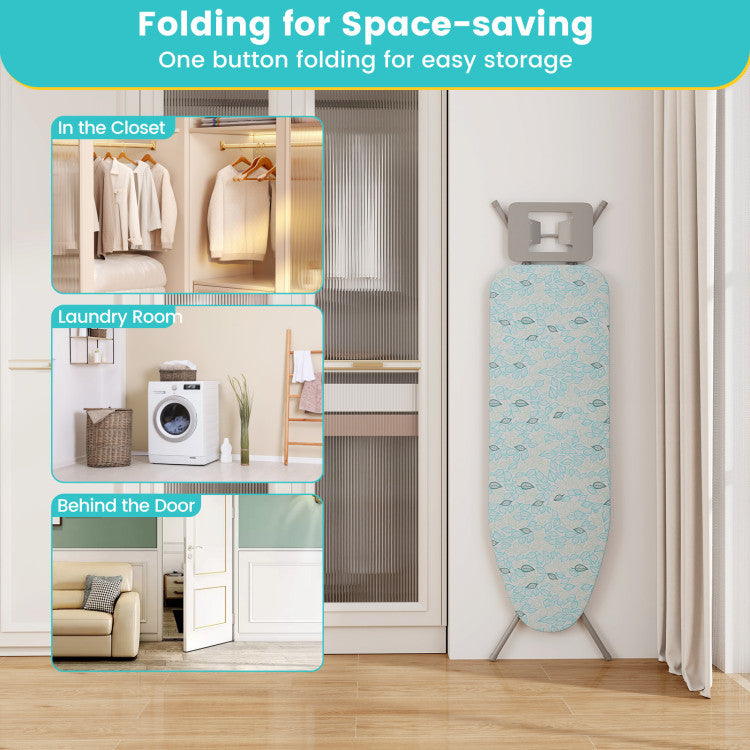 Foldable Ironing Board with Iron Rest and Adjustable Height