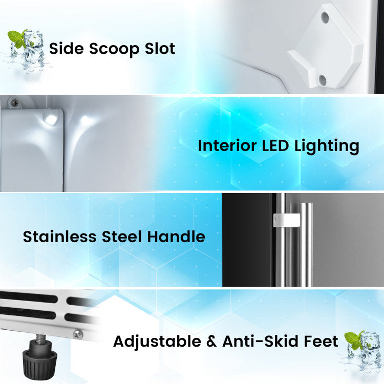 115V Free-Standing Undercounter Built-In Ice Maker with Self-Cleaning Function