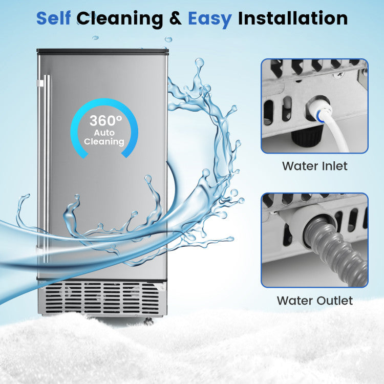 115V Free-Standing Undercounter Built-In Ice Maker with Self-Cleaning Function