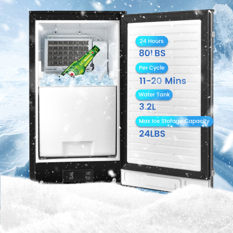 115V Free-Standing Undercounter Built-In Ice Maker with Self-Cleaning Function