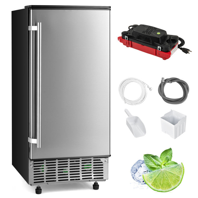 115V Free-Standing Undercounter Built-In Ice Maker with Self-Cleaning Function
