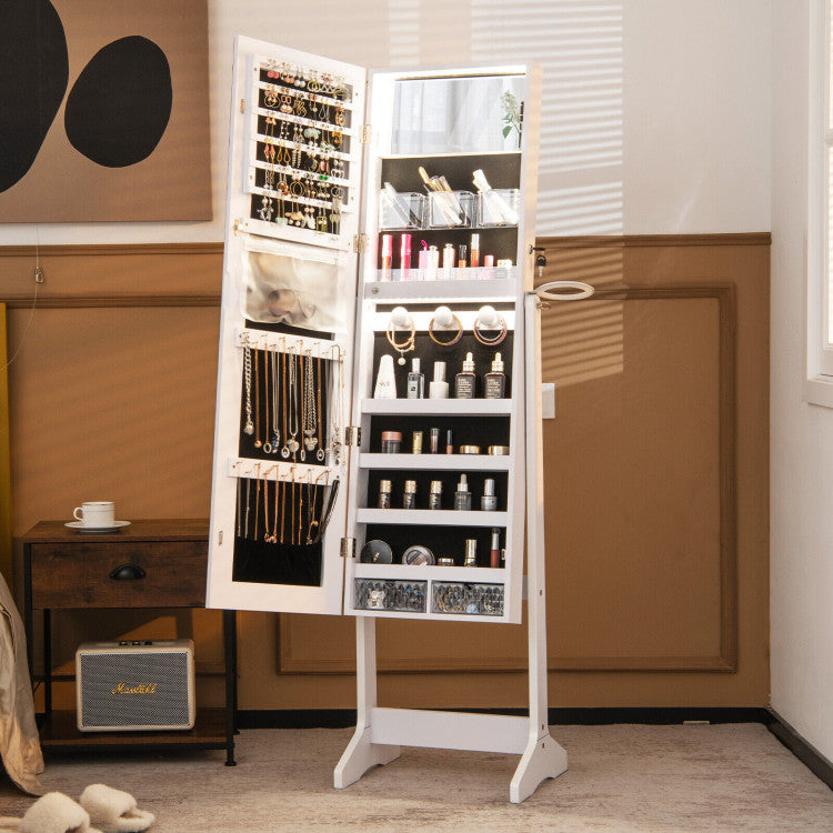 Freestanding Jewelry Cabinet with Full Length HD Mirror