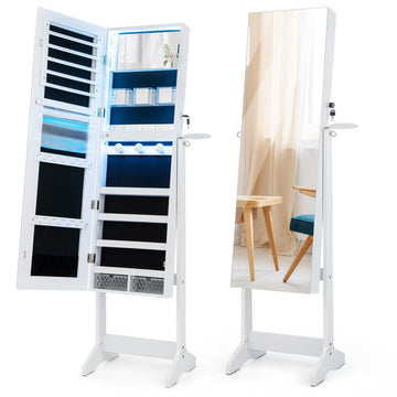 Freestanding Jewelry Cabinet with Full Length HD Mirror