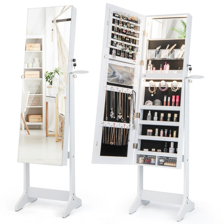 Freestanding Jewelry Cabinet with Full Length HD Mirror