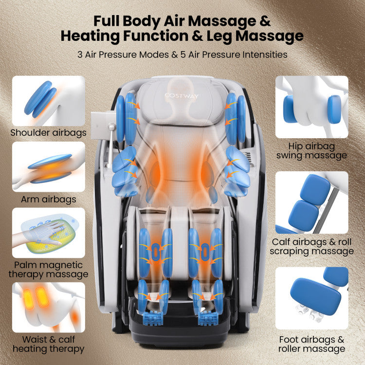 Kenzo 41-7D Dual Roller System Flexible Track Zero Gravity Full Body Massage Chair with Heart Rate Monitor and Health Detecti