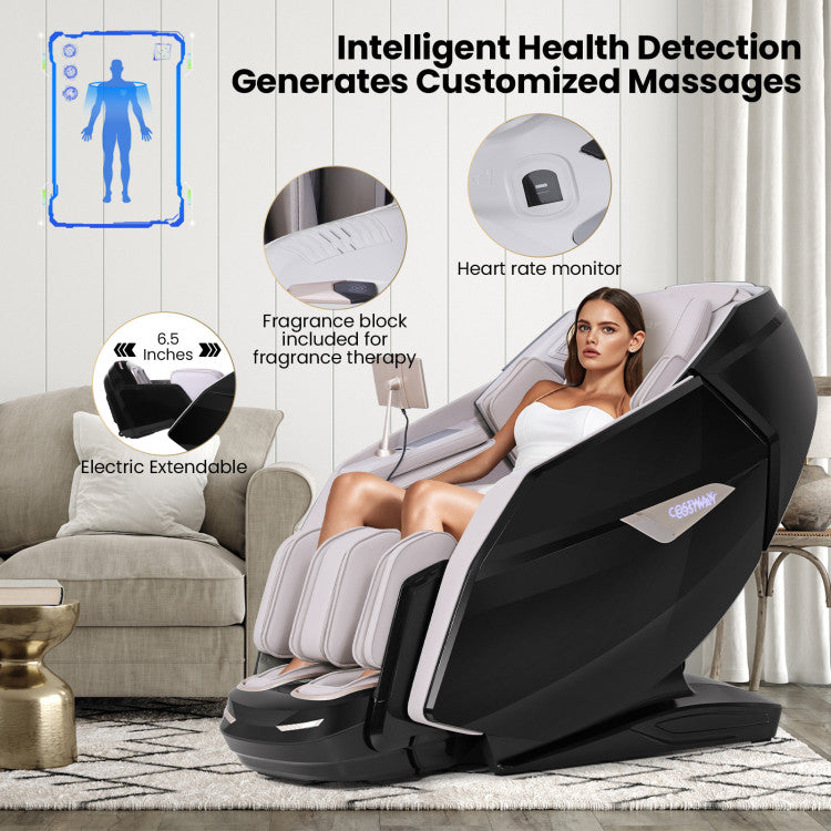 Kenzo 41-7D Dual Roller System Flexible Track Zero Gravity Full Body Massage Chair with Heart Rate Monitor and Health Detecti
