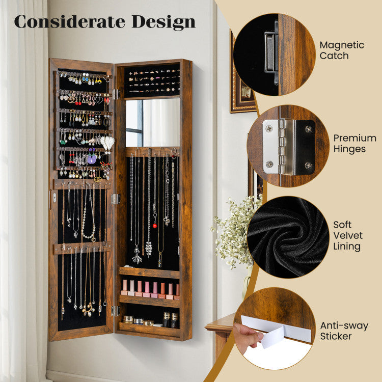 Jewelry Cabinet Wall or Door Mounted Jewelry Armoire Modern Hanging Jewelry Organizer