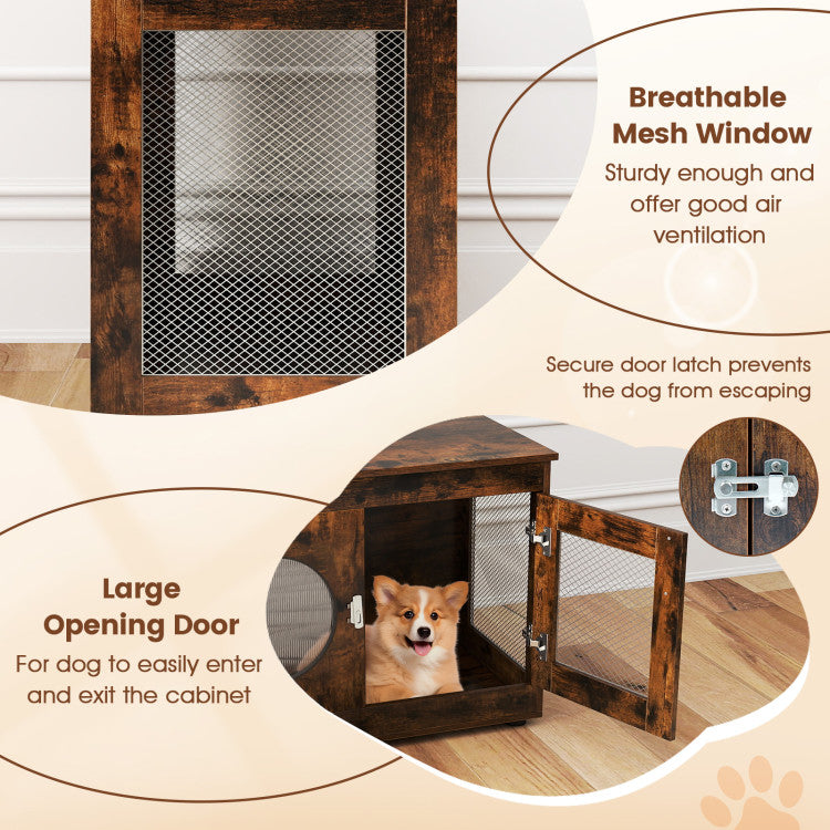 Furniture Style Dog Crate for Small and Medium Dogs with Translucent Window and Lockable Door