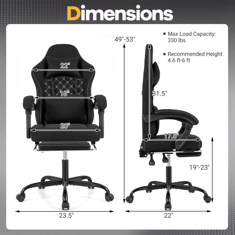 Gaming Chair Height Adjustable Computer Chair with Headrest Video Game Chair