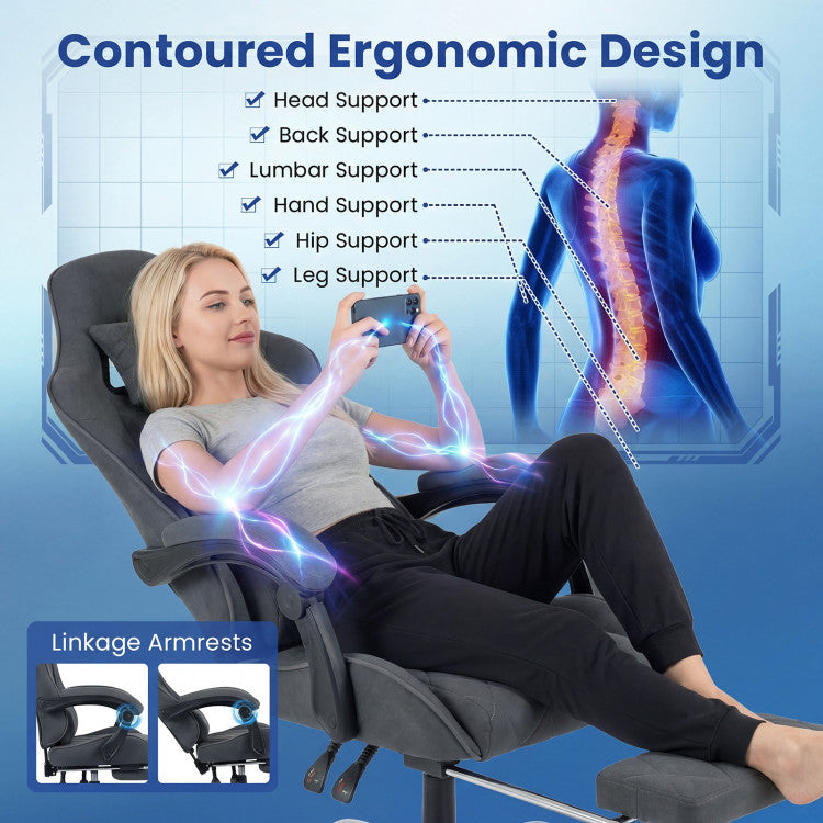 Gaming Chair Height Adjustable Computer Chair with Headrest and Lumbar Support