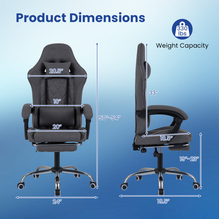 Gaming Chair Height Adjustable Computer Chair with Headrest and Lumbar Support