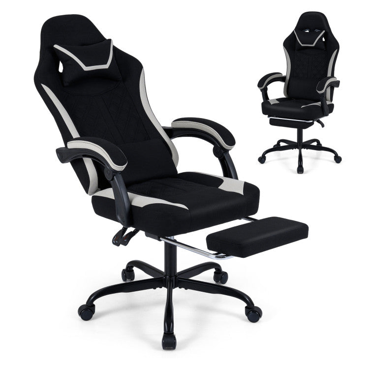 Gaming Chair Height Adjustable Computer Chair with Headrest Footrest & 360° Swivel Seat