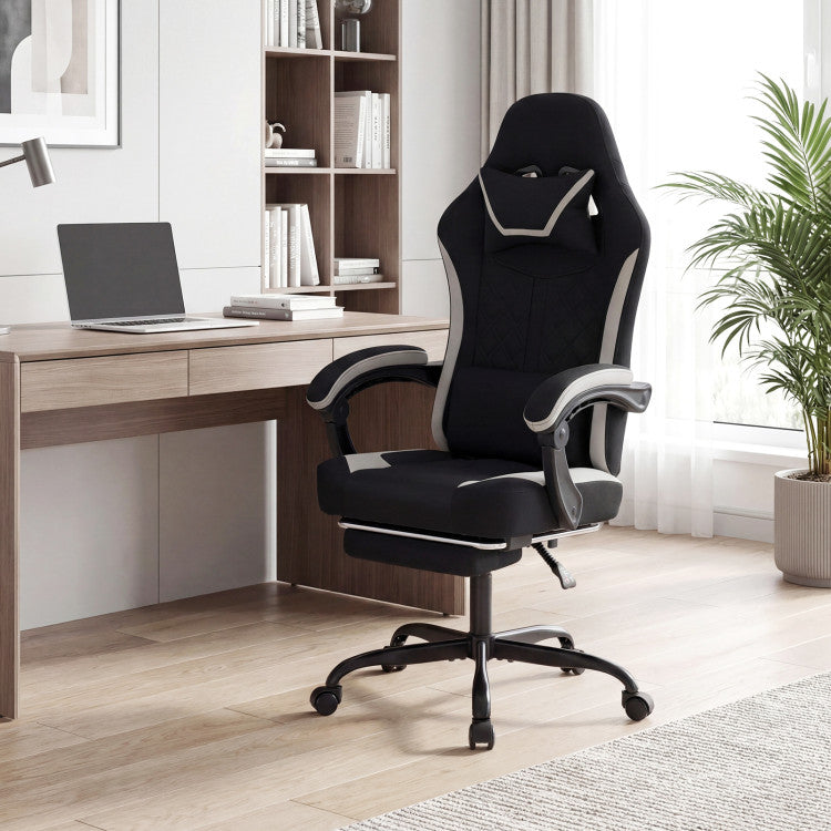 Gaming Chair Height Adjustable Computer Chair with Headrest Footrest & 360° Swivel Seat