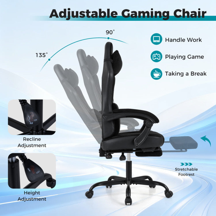Gaming Chair Height Adjustable Computer Chair with Headrest Lumbar Support Linkage Armrests