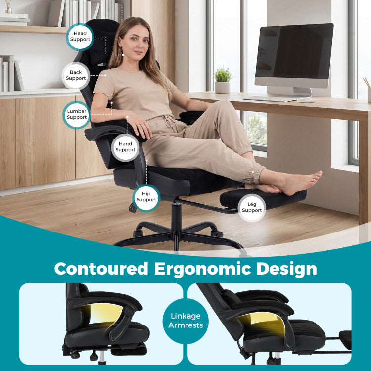 Gaming Chair Height Adjustable Computer Chair with Headrest Lumbar Support Linkage Armrests
