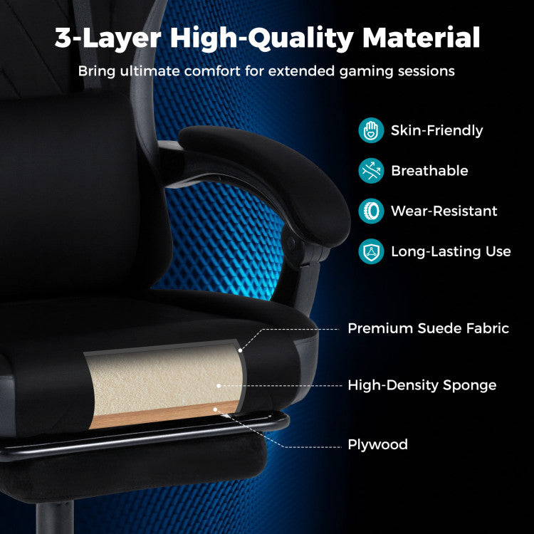 Gaming Chair Height Adjustable Computer Chair with Headrest Lumbar Support Linkage Armrests