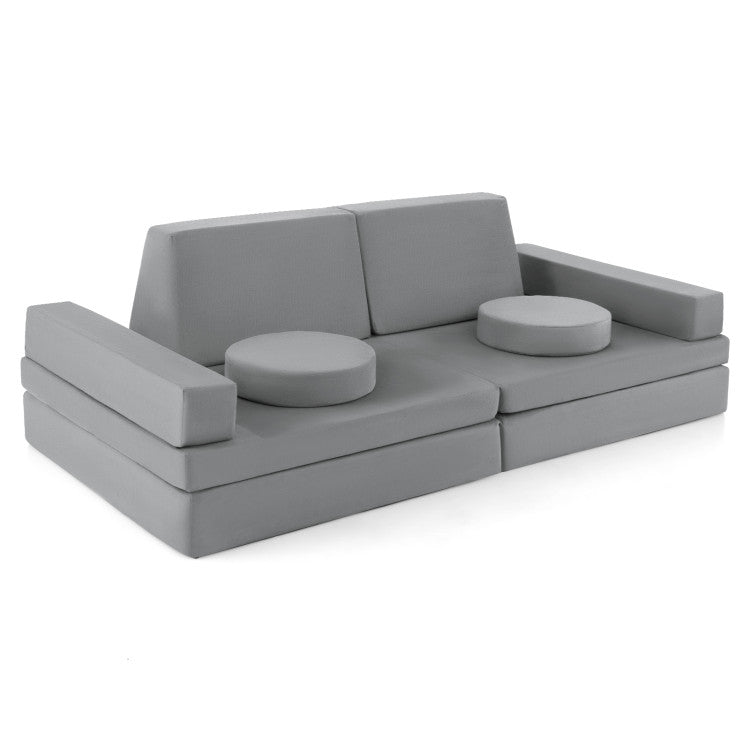8-Piece Kids Play Couch Sofa with Portable Handle