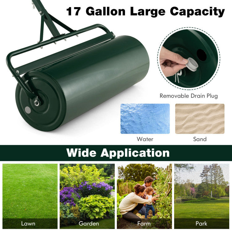 Metal Lawn Roller with Detachable Gripping Handle