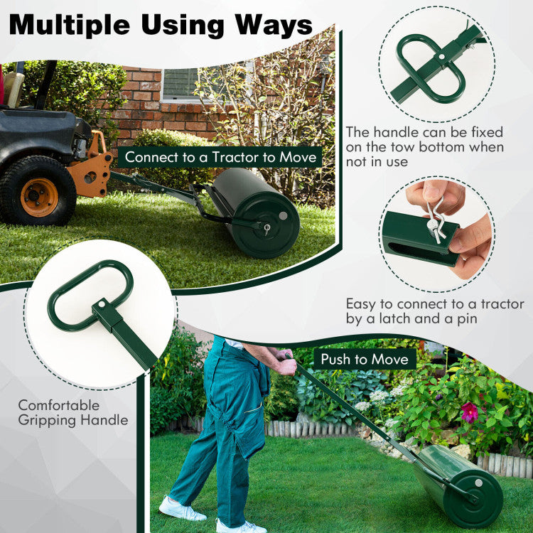 Metal Lawn Roller with Detachable Gripping Handle