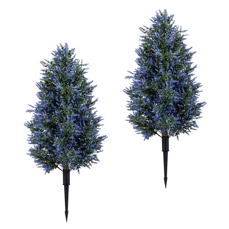 2 Pack 3.3 ft Artificial Lavender Topiary Trees with Ground Spikes for Indoor Outdoor