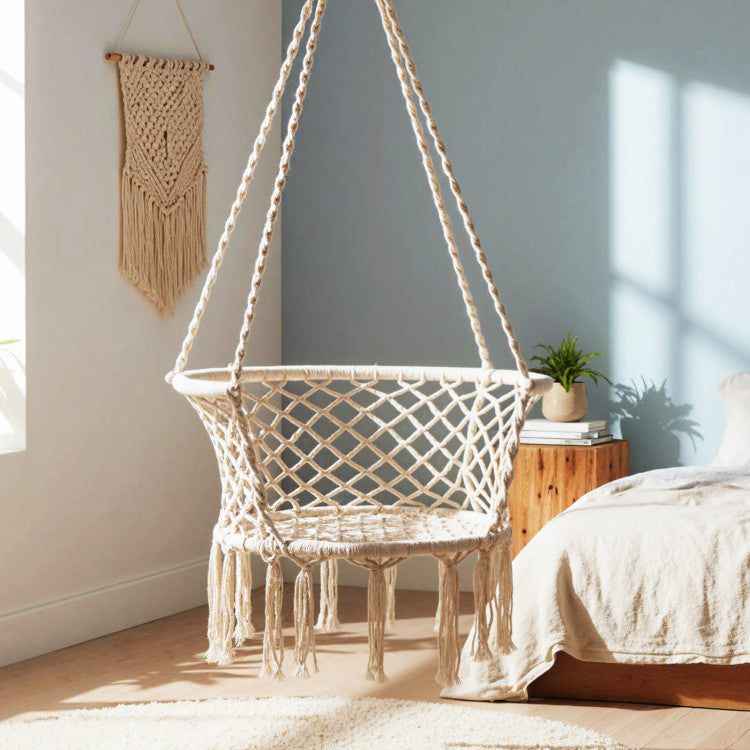 Hammock Chair Macrame Swing Hanging Cotton Rope Chair