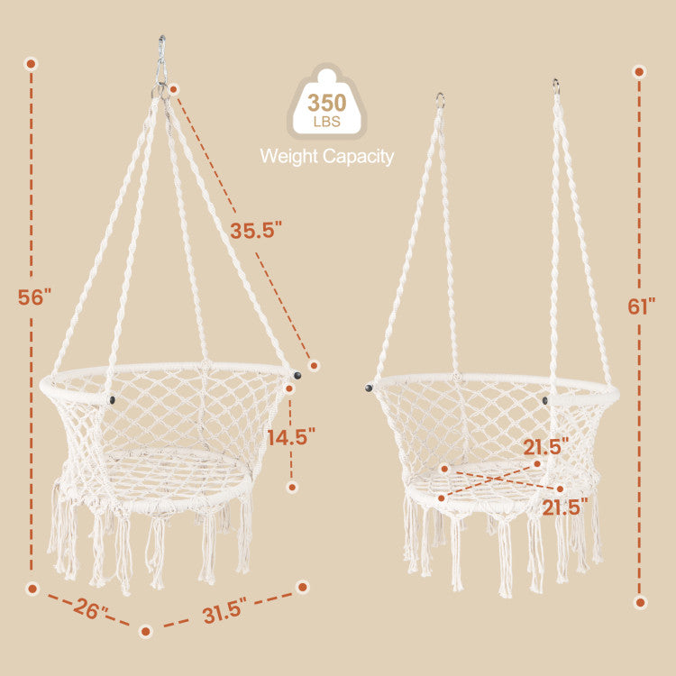 Hammock Chair Macrame Swing Hanging Cotton Rope Chair