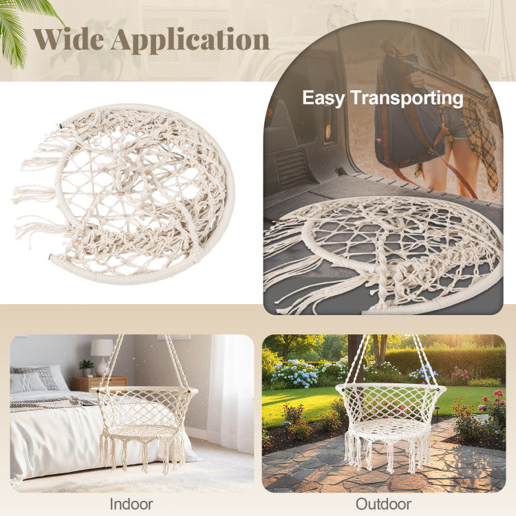 Hammock Chair Macrame Swing Hanging Cotton Rope Chair