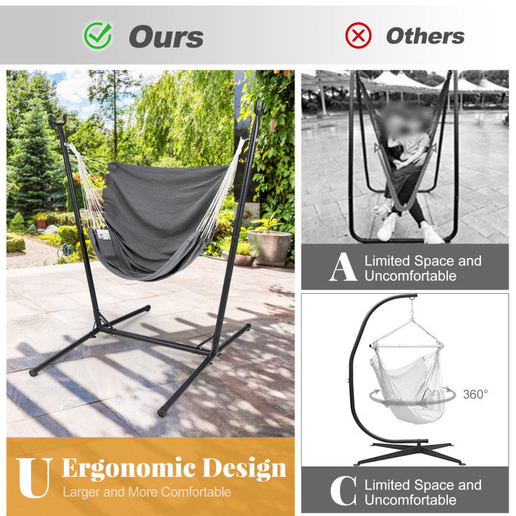 Hammock Chair with Stand 6-Position Adjustable Height and Side Pocket
