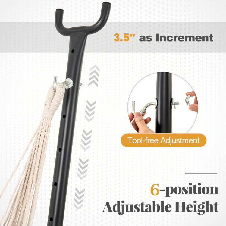 Hammock Chair with Stand 6-Position Adjustable Height and Side Pocket