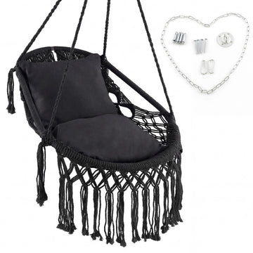 Hanging Hammock Chair with Soft Seat Cushions and Sturdy Rope Chain