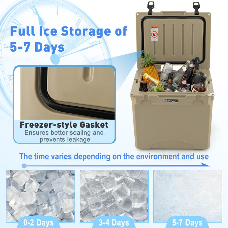 42 Quart Insulated Large Hard Cooler with Wheels and Handle