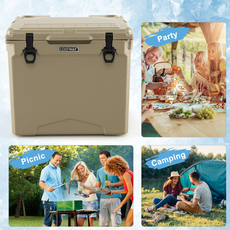 42 Quart Insulated Large Hard Cooler with Wheels and Handle