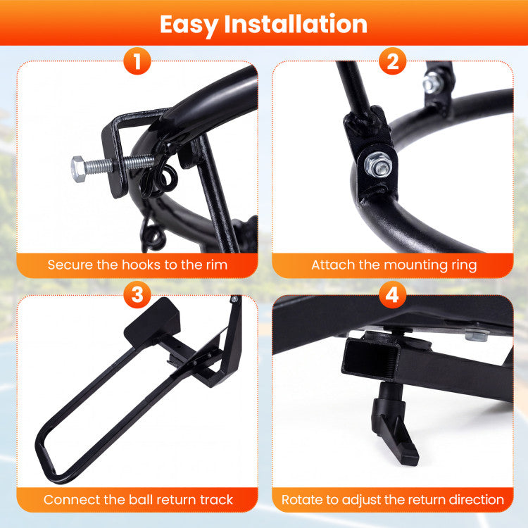 Heavy-Duty Basketball Return Attachment with 6 Sturdy Hooks
