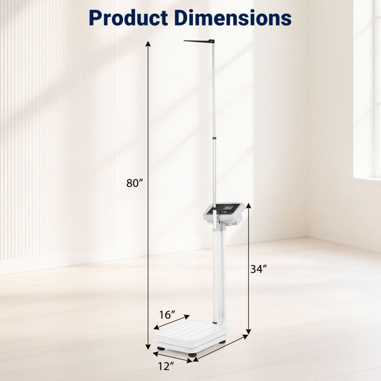 Digital Height and Weight Scale with Height Rod 400 lbs & LED Display