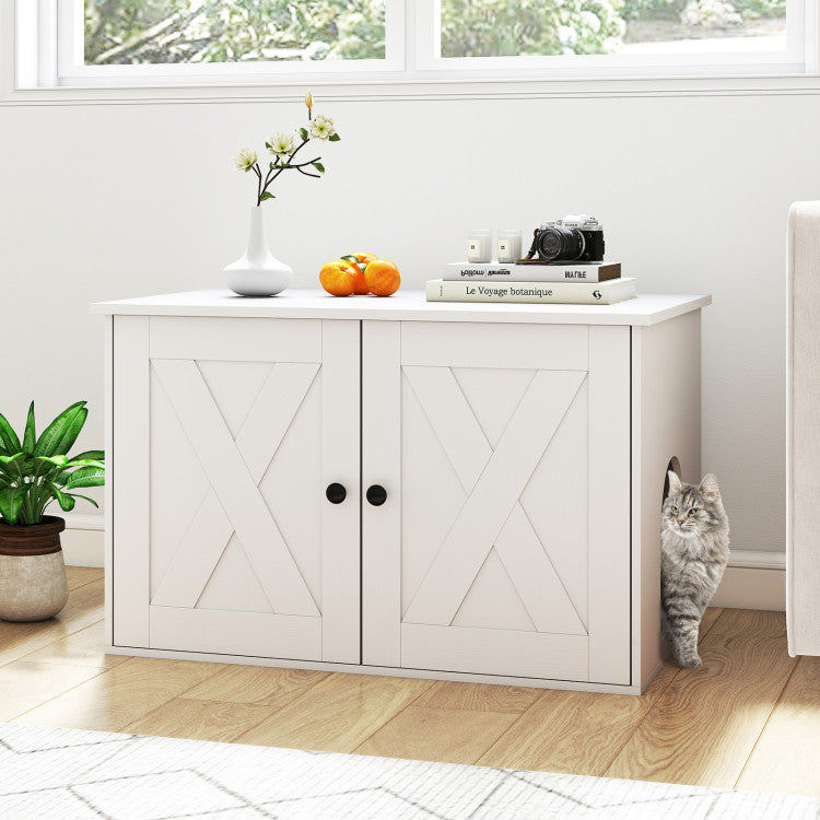 Hidden Cat Litter Box Enclosure Furniture with Divider