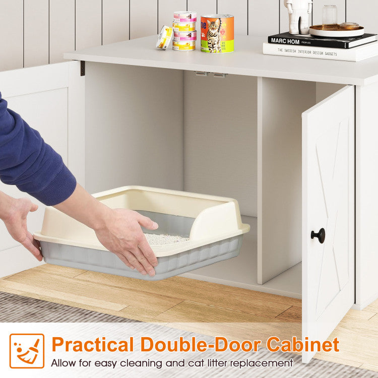Hidden Cat Litter Box Enclosure Furniture with Divider