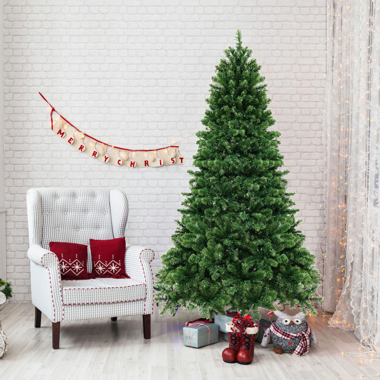 6/7/8 Feet Hinged Christmas Tree with PVC Branch Tips Warm White LED Lights