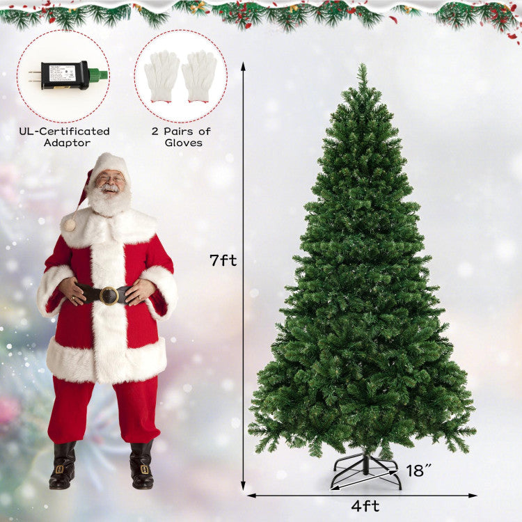 6/7/8 Feet Hinged Christmas Tree with PVC Branch Tips Warm White LED Lights