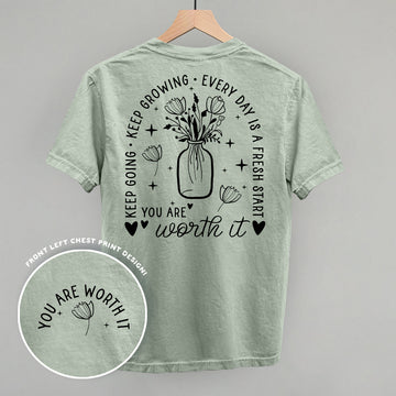 You Are Worth It Black Floral (Back Print)