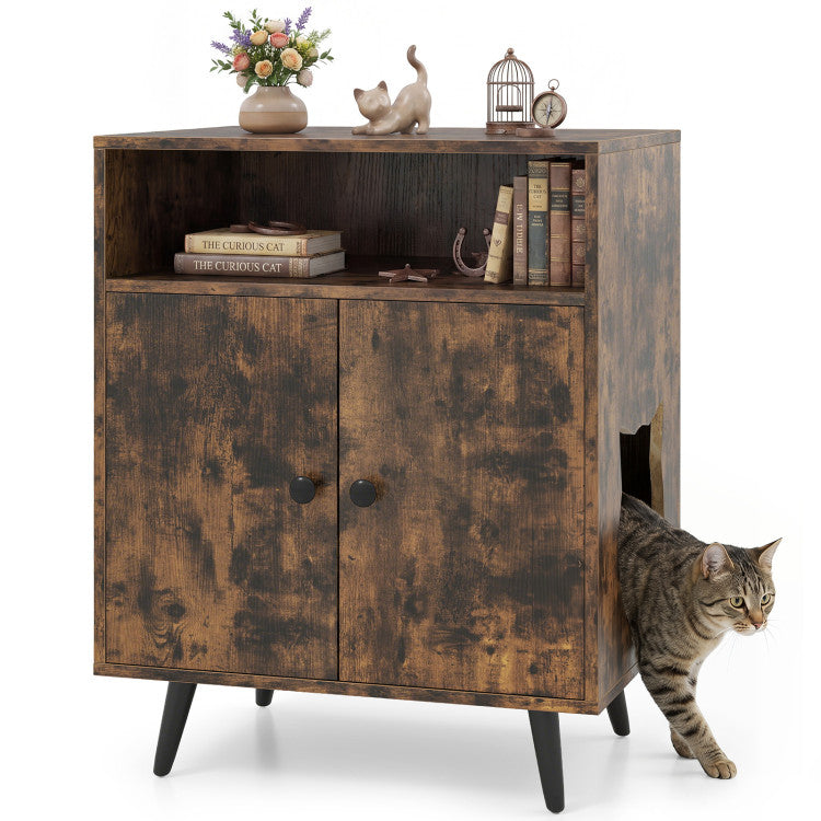 Industrial Cat Litter Box Enclosure with Entry and Open Compartment