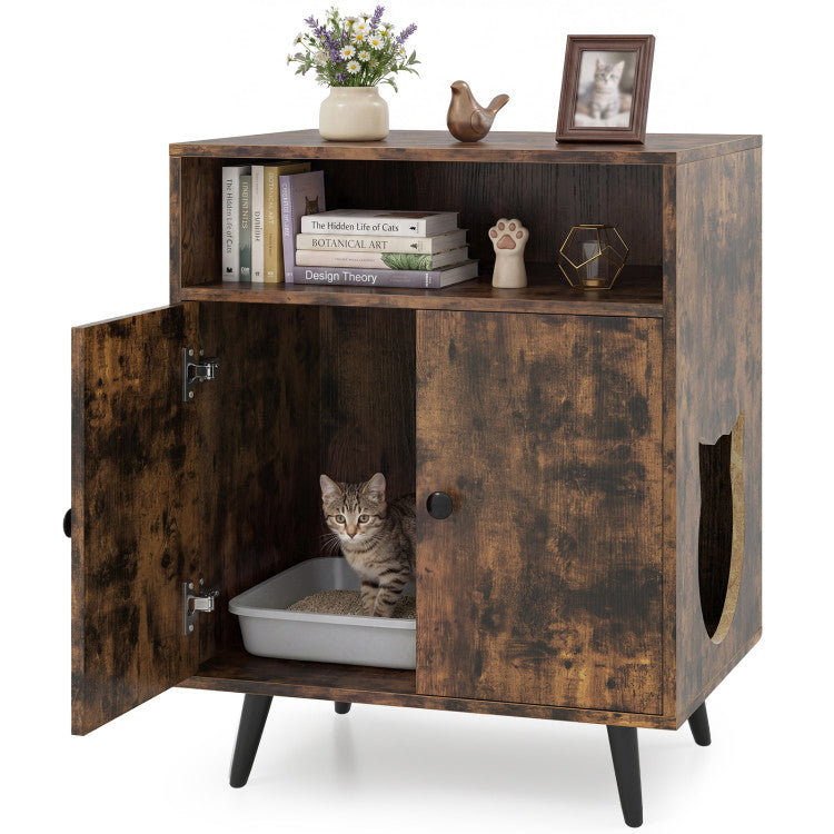 Industrial Cat Litter Box Enclosure with Entry and Open Compartment