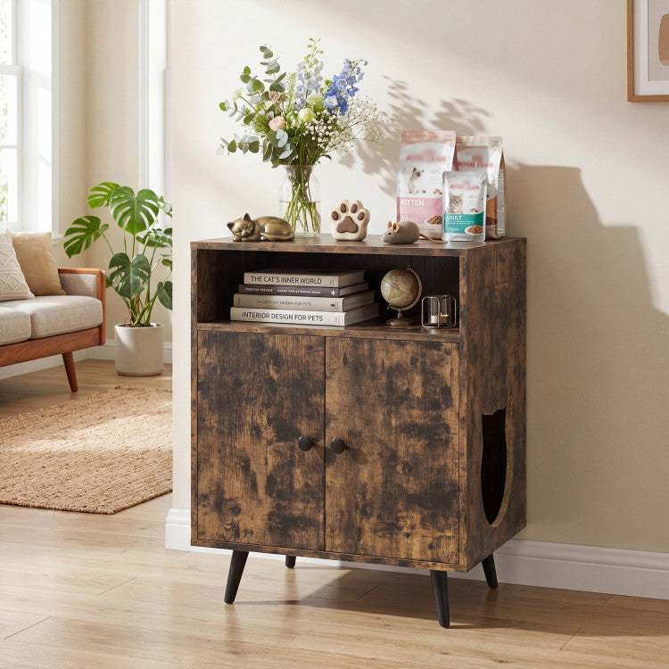 Industrial Cat Litter Box Enclosure with Entry and Open Compartment