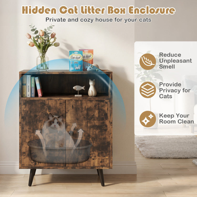 Industrial Cat Litter Box Enclosure with Entry and Open Compartment