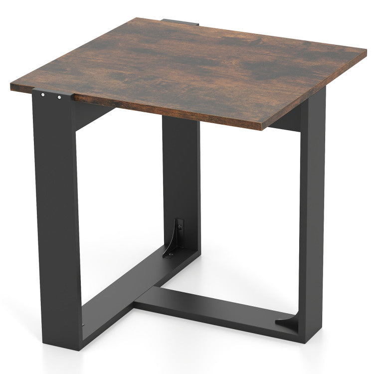 Industrial Sofa End Table with Metal Frame