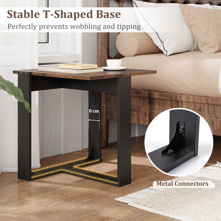 Industrial Sofa End Table with Metal Frame